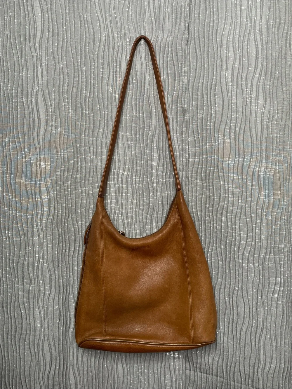 Tignanello Cognac Pebbled Leather Multi Picket Hobo Shoulder Bag